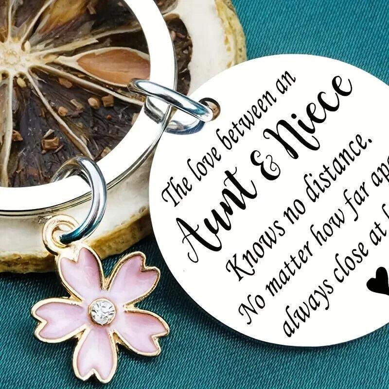 Aunt & Niece Engraved Keyring Stainless Steel Cute Keychain Keepsake Gift For Aunties Nieces Birthday 3