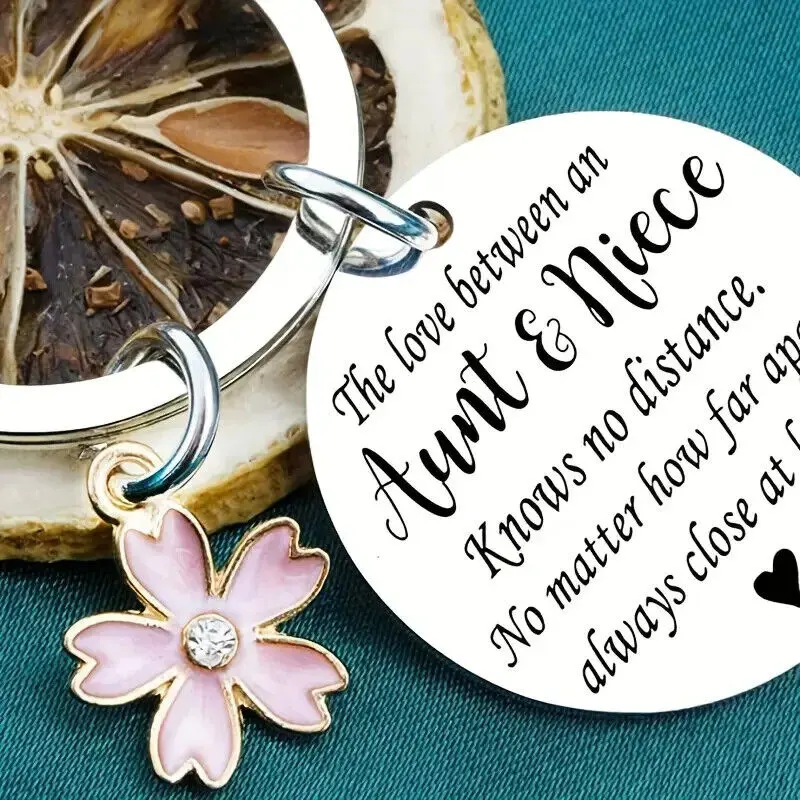 Aunt & Niece Engraved Keyring Stainless Steel Cute Keychain Keepsake Gift For Aunties Nieces Birthday 3