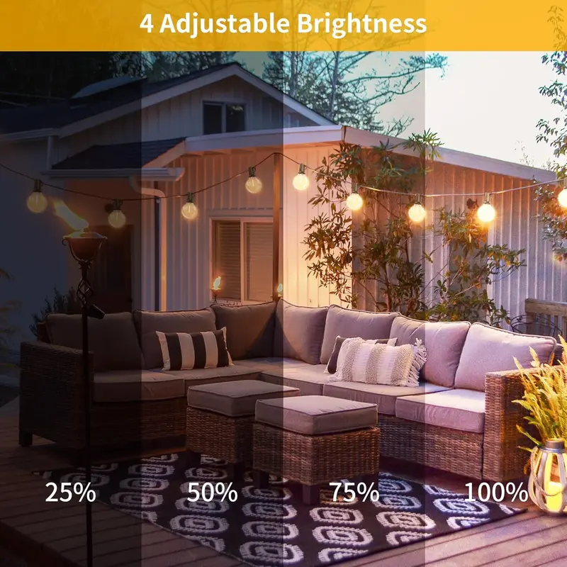 String Lights Remote Controlled, 200FT/60M Festoon Lights Outdoor Waterproof IP45, 100+4 Shatterproof G40 Bulbs, 2500K Warm White for Garden, Yard, Wedding, Patio, Terrace, Party 5