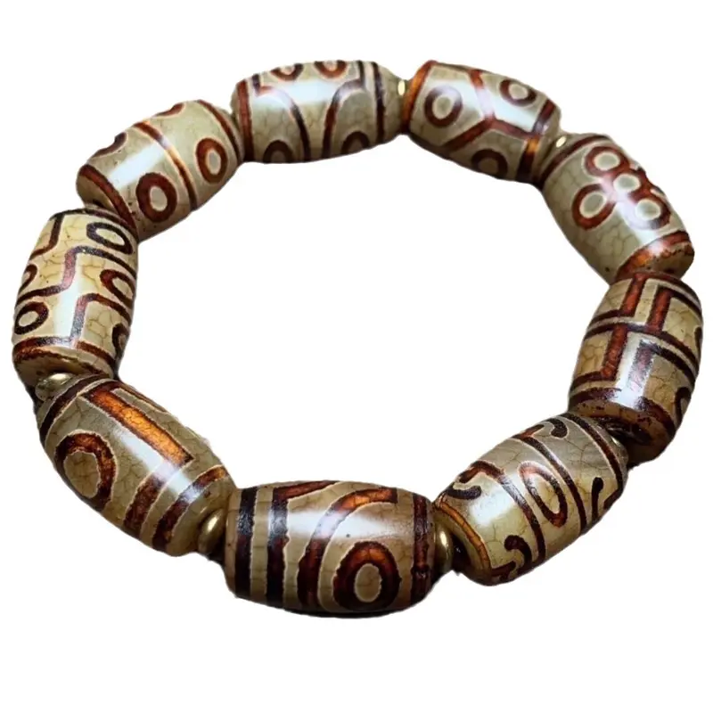 RAZZAQ MART SHOP Tibetan agate dzi bead bracelet, one look and nine eyes family photo dzi bead bracelet, old material men's and women's dzi beads wholesale 4
