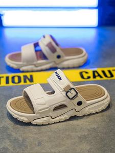 Men's Letter Print Colorblock Slides, Casual Soft Comfortable Non-slip Slippers for Indoor Outdoor Beach Shower, All-match Slide Slippers for Daily Wear, Boy