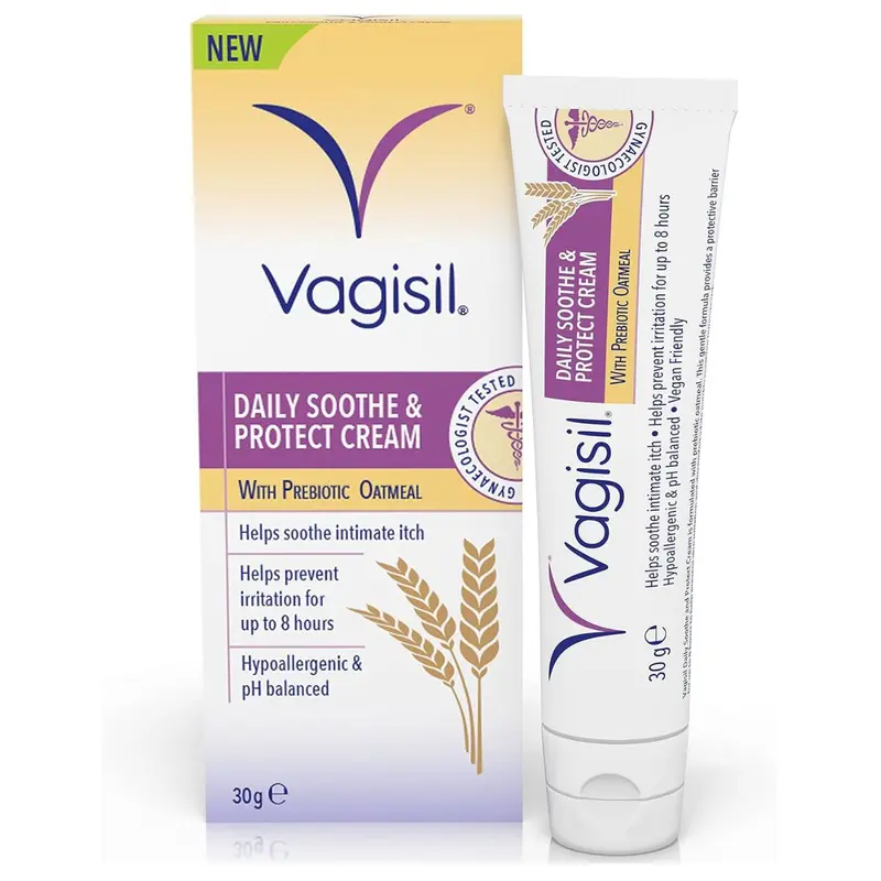 Vagisil Daily Soothe & Protect Cream For Women & Sensitive Skin With Natural Prebiotic Oatmeal, Gentle Formula For Daily Use, Fragrance Free, 30g 0