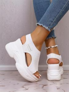 Women's Fashionable Solid Platform Lightweight Stylish Elegant Sandals, Casual White Comfortable Wedge Fashionable Sling Sandals for Summer, Female All-match Round Toe Lightweight Breathable Dressy Summer Sandals for Daily Wear, Chic Summer Footwear