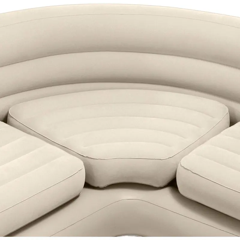 Inflatable Waterproof Flocked Top Surface Corner Living Room Air Mattress, Sectional Sofa Couch for Any Rec Room, Game Room, or Dorm Room 257 X 203 X 76 CM - Beige 4