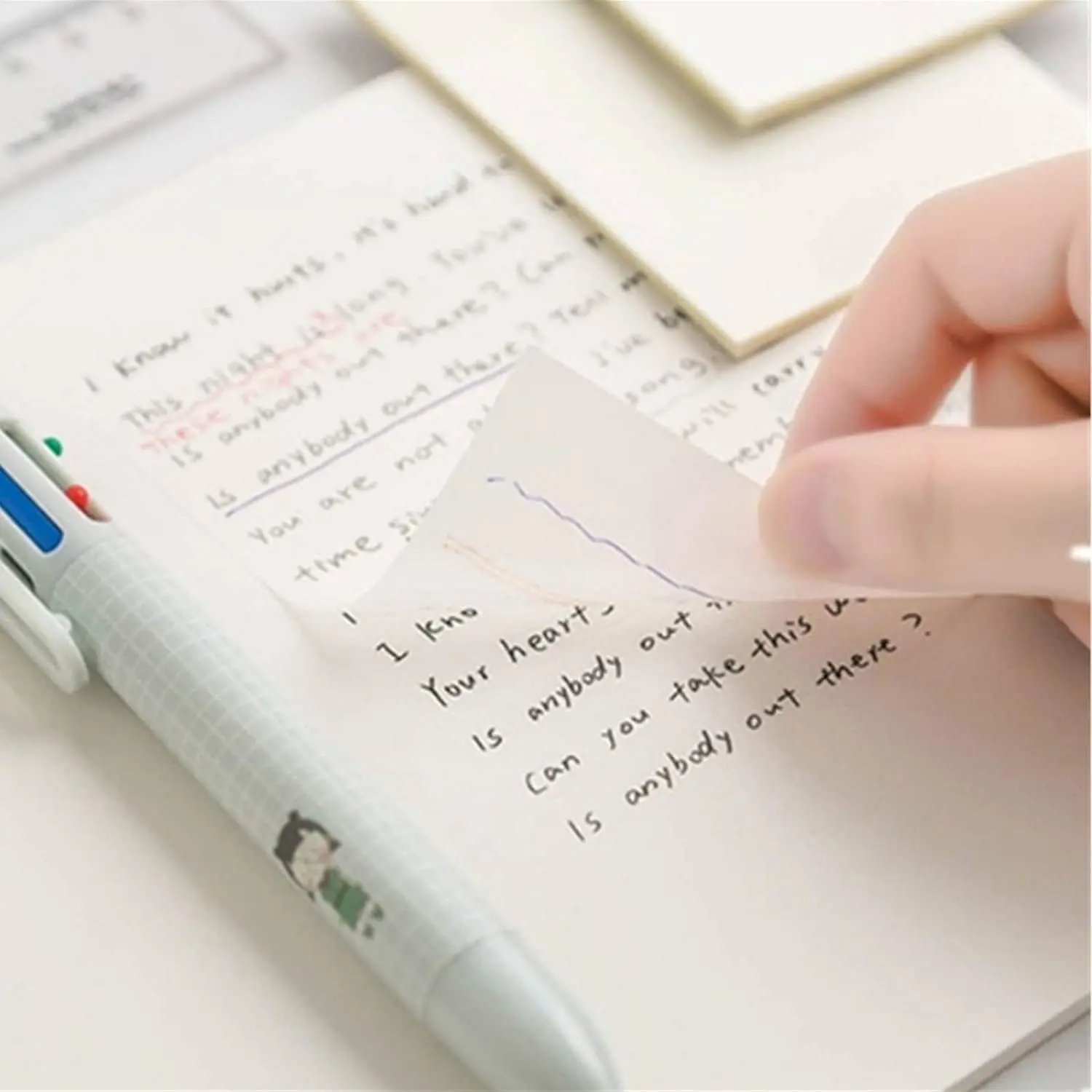 100Pcs Waterproof Translucent Self-Adhesive Sticky Memo Message Reminder Notes Tabs Pads， Transparent Sticky Notes Self-Stick Note Pads The Two Most commonly Used Sizes Apply to Office, School