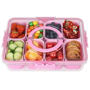 Lunch Box with Lid & Handle, 1 Count Portable Snack Box, Charcuterie Container for Party, Veggies, Fruit, Nuts, Candy, Food Tray Platter Snack Box, Tableware