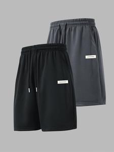 Men's Letter Print Shorts, Casual Comfy Breathable Shorts for Daily Wear, Mens Shorts for Summer