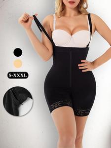 Women's Adjustable Hook & Eye Closure Zipper Front High Waist Shapewear Bottoms with Detachable Shoulder Straps Design, Tummy Control Shaper, Postpartum Shapewear for Women, Womenswear, High Waist Shaperwear