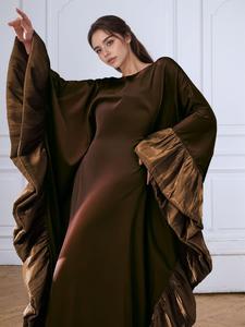 Women's Plain Long Sleeve Round Neck Dress, Elegant Fashion Casual Dress for Daily Outdoor Wear, Women's Islamic Clothing for All Seasons, Modesty Muslim Clothing