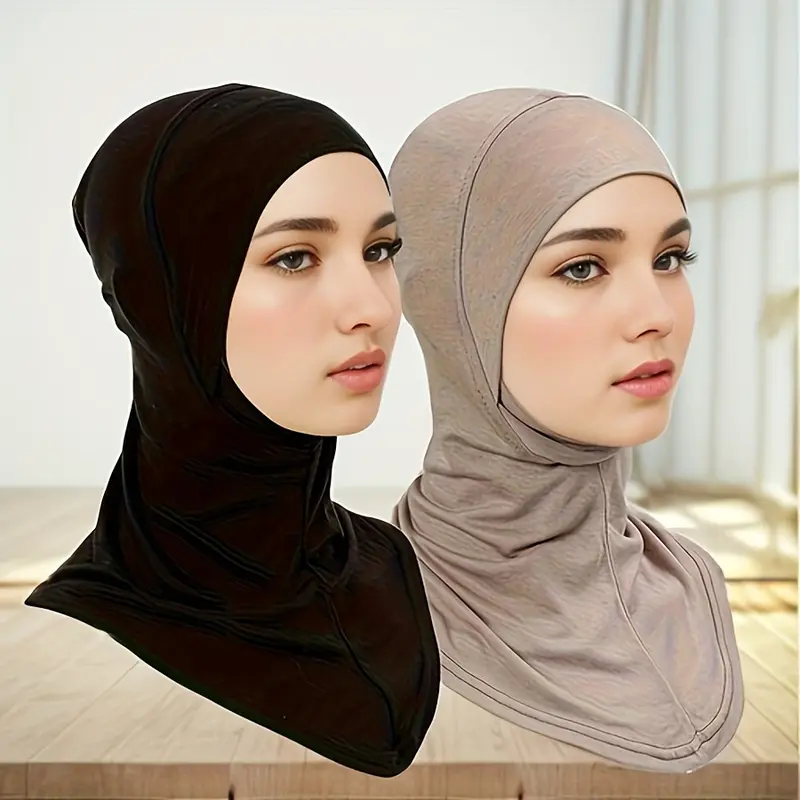 2pcs Thin Breathable Elastic Turban Cap - Hijab Cap Ramadan Hat Elegant Style Muslim Head Wrap Gifts For Eid 4