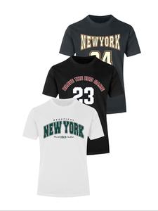 Men's Letter & Number Print Round Neck Tee, Loose Casual Short Sleeve T-shirt for Summer, Men's Top for Daily Wear