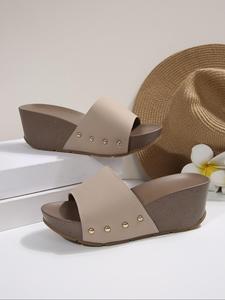 Women's Fashionable Plain Color Platform Sandals, Casual Comfortable Slingback Sandals for Beach Vacation, Stylish Elegant Sandals, All-match Commuter Shoes for Work & Daily Wear, Girl, Summer Footwear