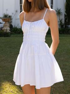 Women's Plain Cami Dress, Casual Minimalist Sleeveless Spaghetti Strap A Line Dress for Summer, Ladies Clothes for Beach Holiday Vacation, Womenswear