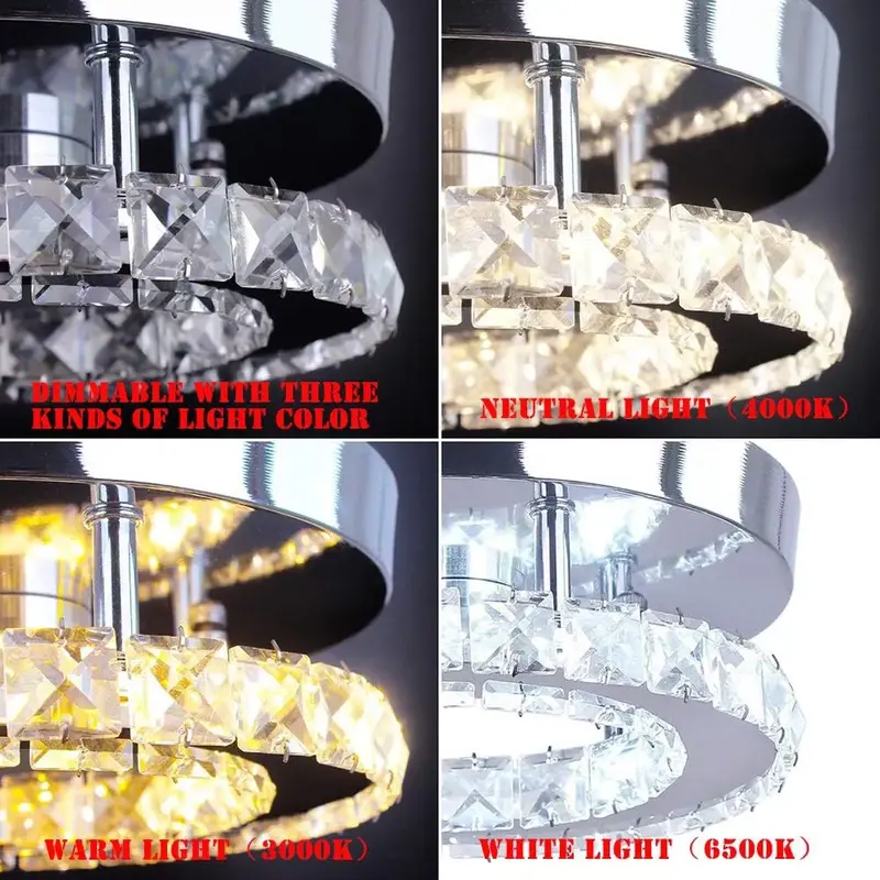 Modern LED Crystal Ceiling Light Chandelier Living Room Hallway Pendant Lamp 5