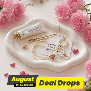 White Unique Cloud Shaped Jewelry Dish Tray, 1 Count Ceramic Ring Storage Holder, Jewelry Storage Tray for Home Bedroom without Jewelry, Jewelry Organiser