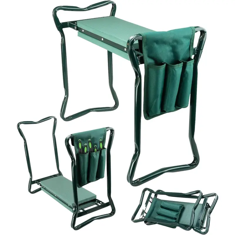 Garden Kneeler 2-in-1 Folding Gardening Padded Seat and Kneeling Stool Tool Bag 4