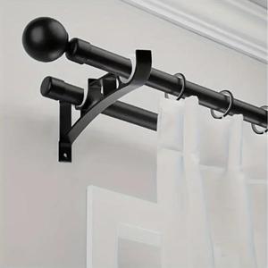 Stainless Steel Curtain Rod Holder, 2 Counts Durable Curtain Rod Bracket with Metal Base for Safe Hanging, Curtain Accessories for Living Room Bedroom Hotel Curtain Stand