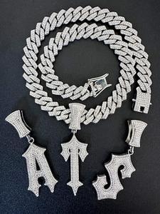 Punk Style Rhinestone Decorated Letter I Pendant Necklace for Men & Women, 1 Count Exquisite Trendy Cuban Link Chain Necklace, Hip Hop Jewelry for Party & Daily Clothing Decor