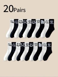 Unisex Cartoon Face Print Ankle Socks, Casual Moisture Wicking Socks, Soft Comfy Breathable Socks for All Seasons Daily Wear
