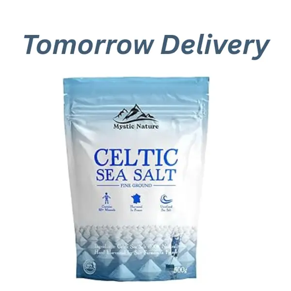 Celtic Sea Salt - 500g | Fine Ground | 100% Natural Unrefined Mineral Rich Celtic Salt Crystals From France | Rich In Magnesium Calcium Potassium Flavor Savory