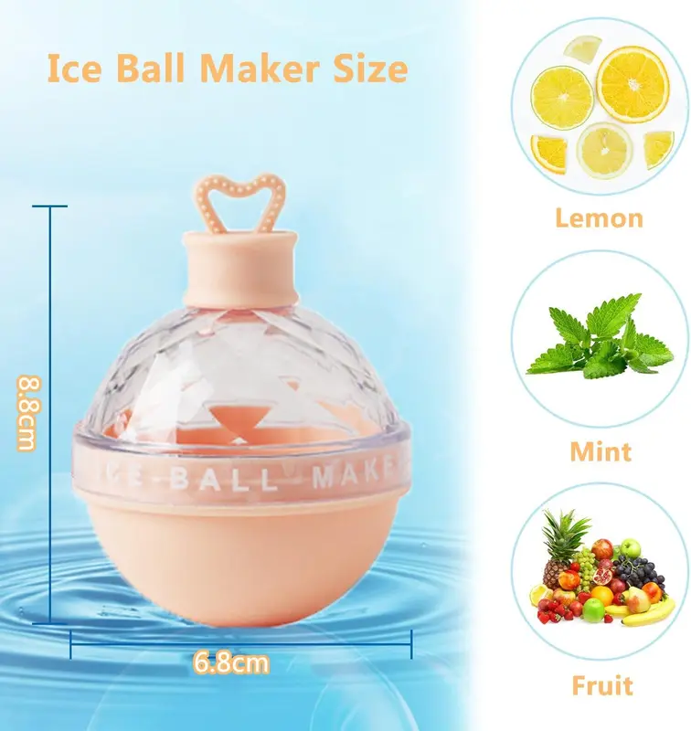 4 Pack of Multicolor Ice Ball Maker, Large Silicone Round Ice Cube Moulds, Easy Release Ice Ball Tray for Whiskey Cocktail Coffee Beverages and Water 4