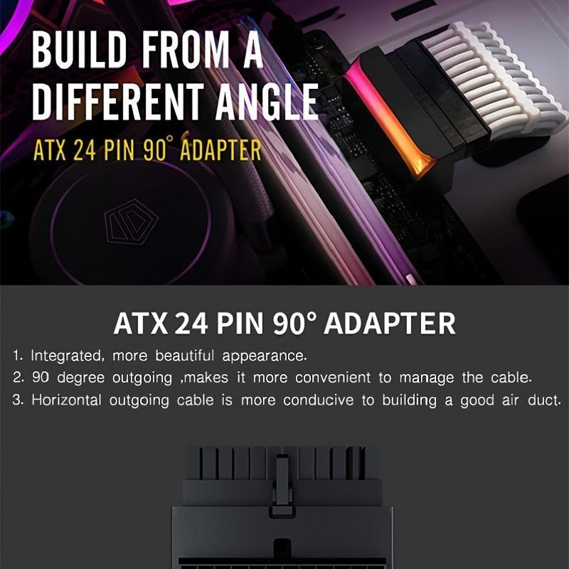ATX 24-pin 90 Degree Power Plug Adapter - Upgrade Your PC's Power Supply Efficiently 8