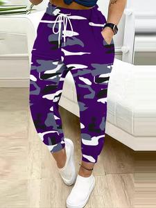 Women's Camo Print Pocket Pants, Casual Comfy Trousers for Daily Wear, Ladies Bottoms for All Seasons