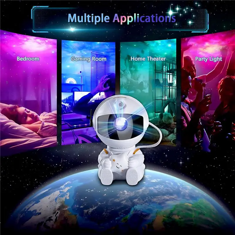 Astronaut Galaxy Star Projector - 7 Effects Night Light for Bedroom, Kids Room, Game Room, Home Theater - Remote Control and Timer - Portable and Innovative Design - Audio speakers  bluetooth astronaut  projector  light astronaut  projector 5