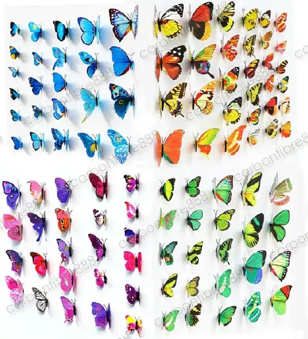 3D Butterfly Wall Art Decal Stickers Magnet Mural Home Decoration 12pcs 48pcs