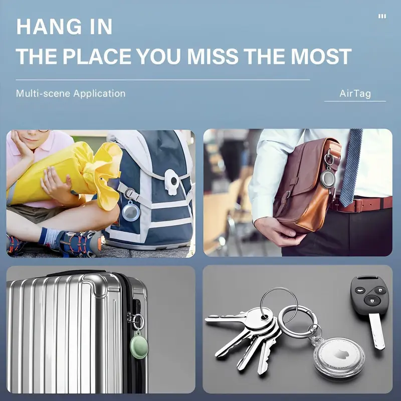 [4 Pack] Waterproof AirTag Holder for Apple AirTag with Keychain - Anti-Lost, Anti-Scratch AirTag Keyring Case for Pet Collar, Key, Luggage - 360° Protective Air Tag Accessory Tracker Cover 5