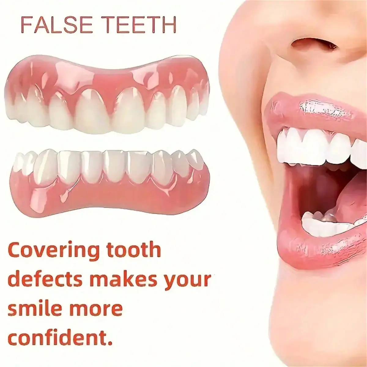 1 Pair Upgraded Temporary Dental Veneers, Suitable For Men, Women, Elderly, Can Fix Yellow And Chipped Teeth, Also Works As Party Accessories And Gift For Mother, Birthday, New Year