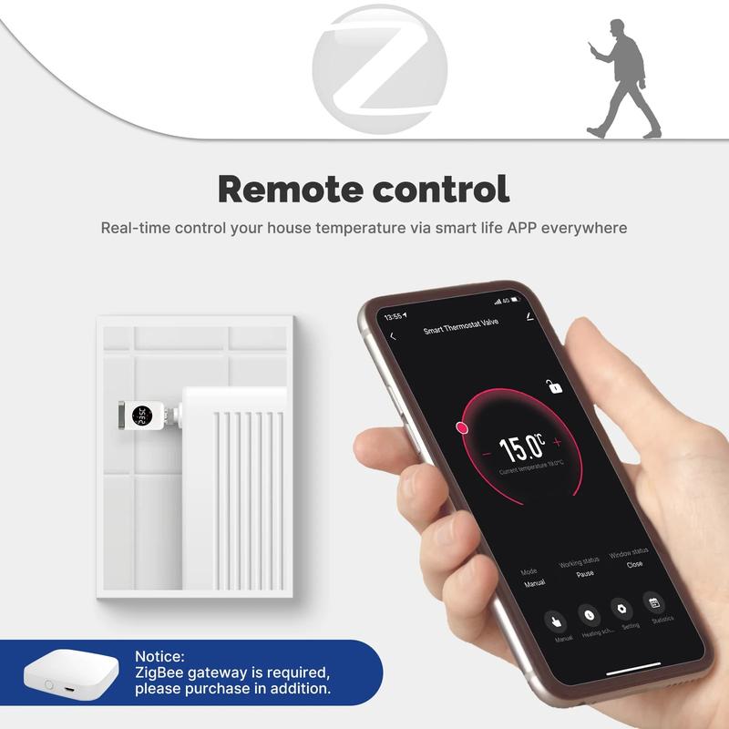 Smart Wifi/ZigBee Thermostatic Radiator Valve TRV Programmable App Remote Temperature Controller with Alexa GoogleHome for Home Heating 2
