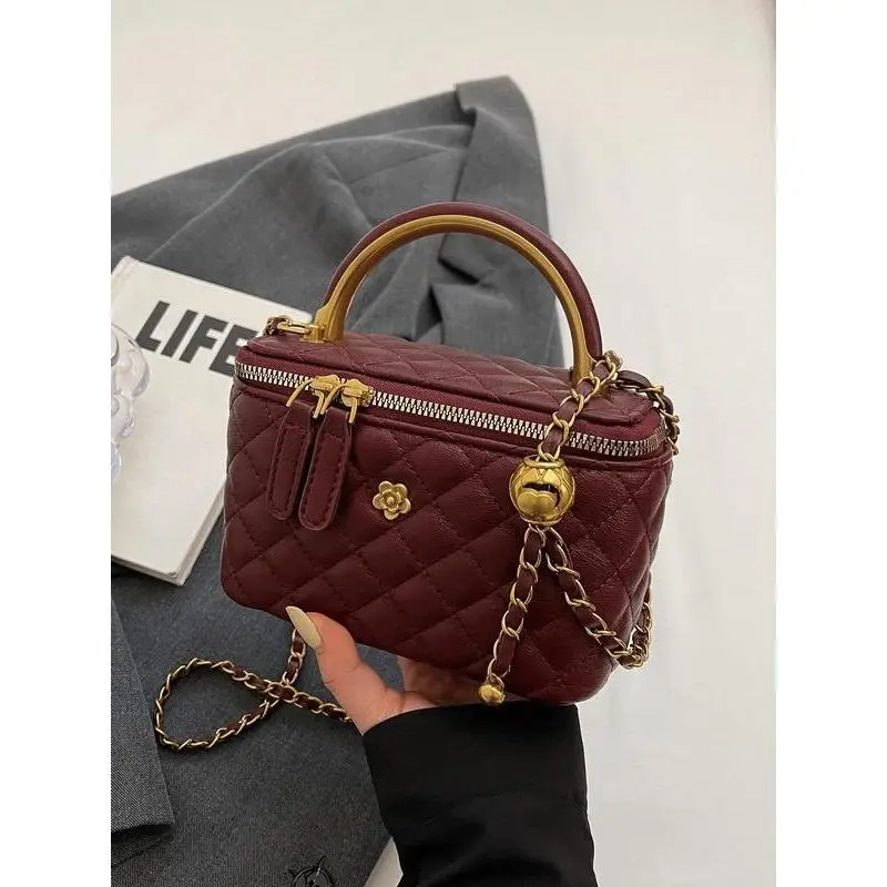 Women's Elegant Quilted Design Chain Strap Handbag, Fashionable Solid Color Square Bag, Casual Trendy Versatile High-quality Daily Commuting Bag, Unique Gifts for Women
