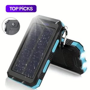 Portable Solar Power Bank, 10000mAh Solar Power Bank with Dual LED Flashlights, Waterproof Power Bank for Outdoor Camping Hiking Emergency Use