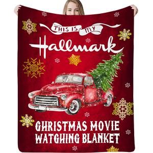 Christmas Car Pattern Blanket, 1 Count Soft Comfortable Throw Blanket, Warm Napping Blanket for Home Office Travel Camping Dormitory