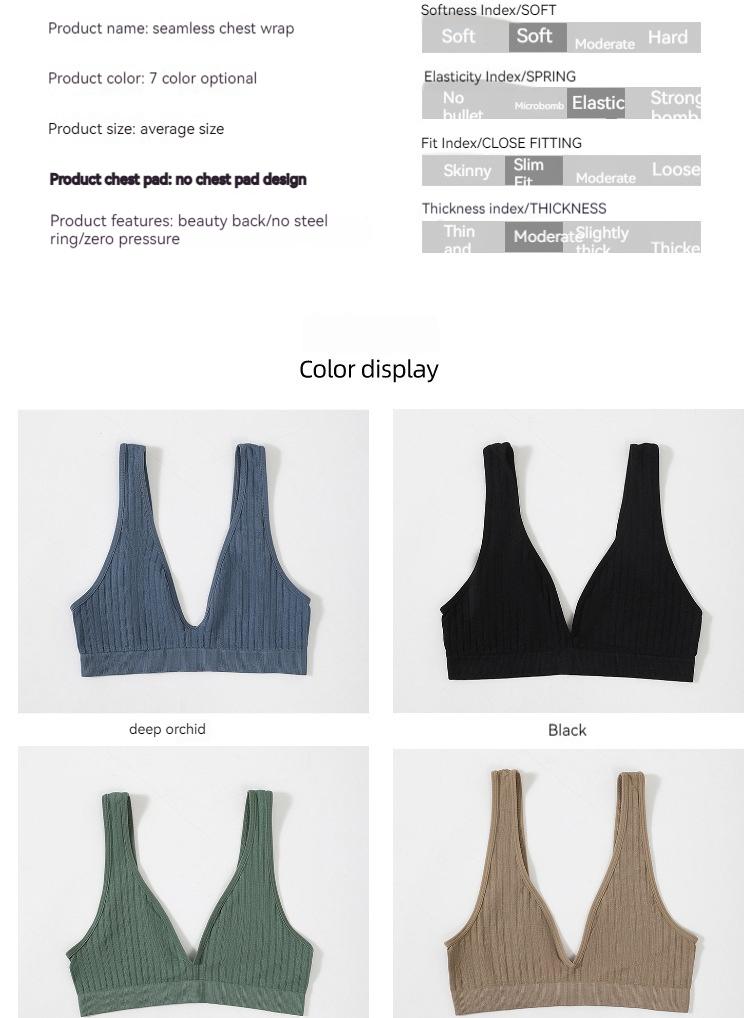 Product Introduction of French Cross Border Deep V Large Bra Women's Sports Bra Yoga Wrap Chest Traceless Back Non Marking Large Padded Bra 7