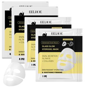 Snail Mucin Glass Skin Hydrogel Mask, Collagen Face Mask with Snail Mucin Serum, Nourish & Soften The Skin, Face Masks for Dry, Sensitive Skin