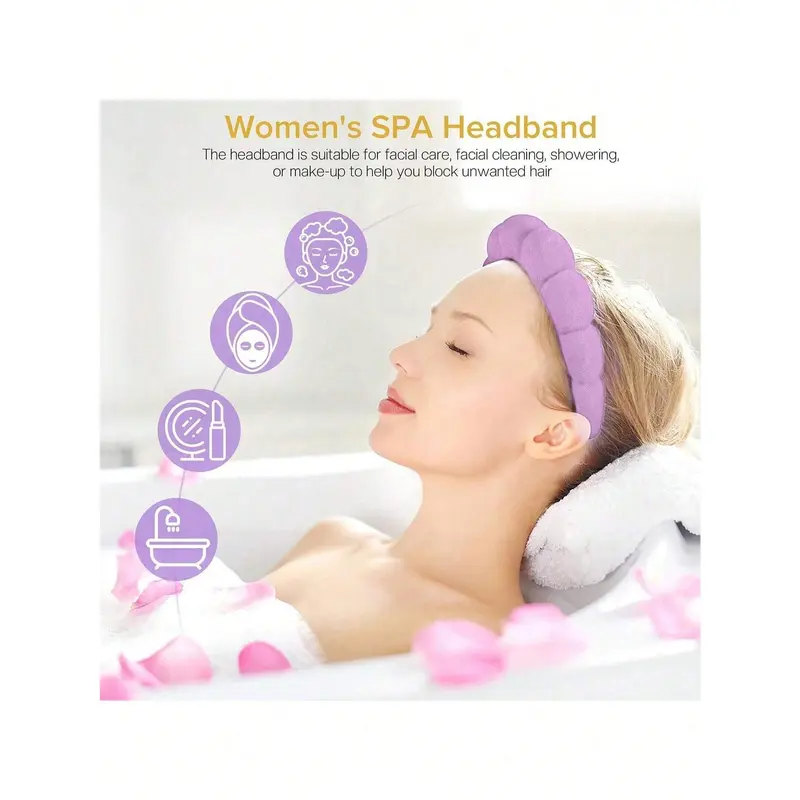 1pc/2pcs/3pcs Different Colors Pink Blue Black Purple Face Wash Headband Set (Headband*1 + Towel*2) / (Wristband*2) Shower Headband & Wristband Set For Makeup, Washing Face Shower Headband & Wristband Set For Makeup, Washing Face Valentine DAY, Valentines 6