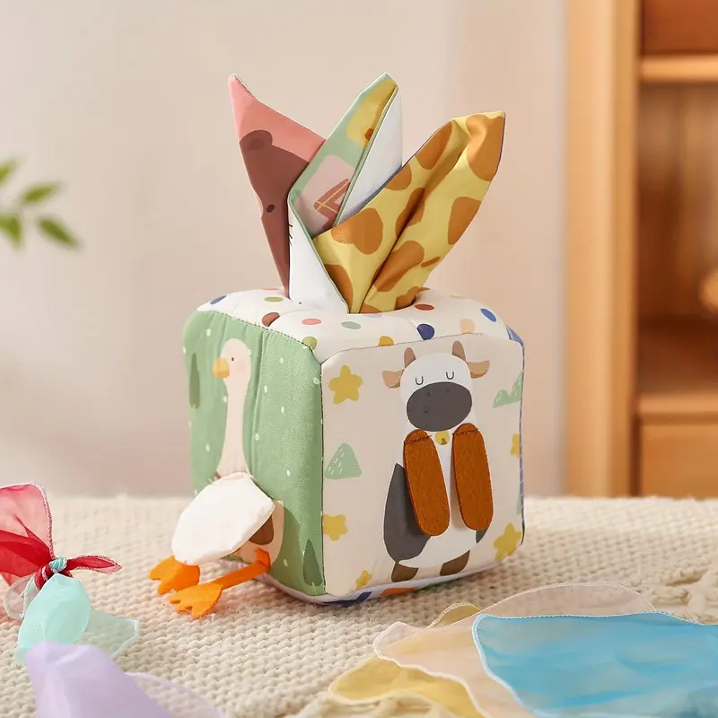 【RANTS BETTER】Tissue Box Toy for Youngsters - Multifunctional, Educational Finger Exercise & Soothing Plaything, Mixed Colors 3