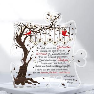 Acrylic Desktop Ornament, 1 Count Letter & Bird & Tree Pattern Acrylic Ornament, Home Decor for Living Room Bedroom, Gift for Grandma, Birthday Gift