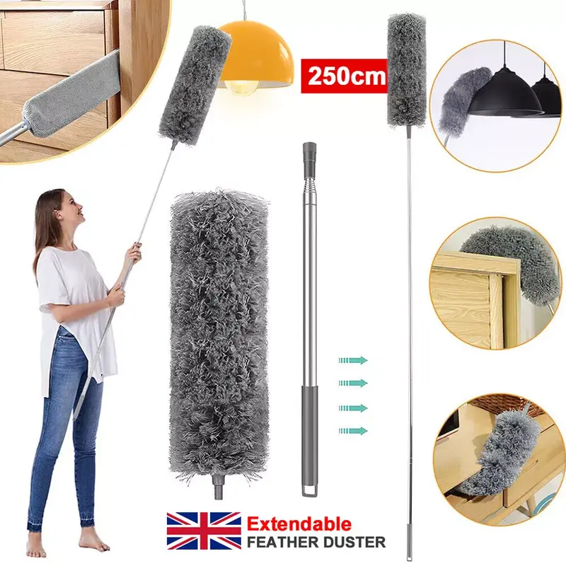 250cm Extendable Feather Duster Telescopic Magic Dust Brush Long Reach Handle 6
