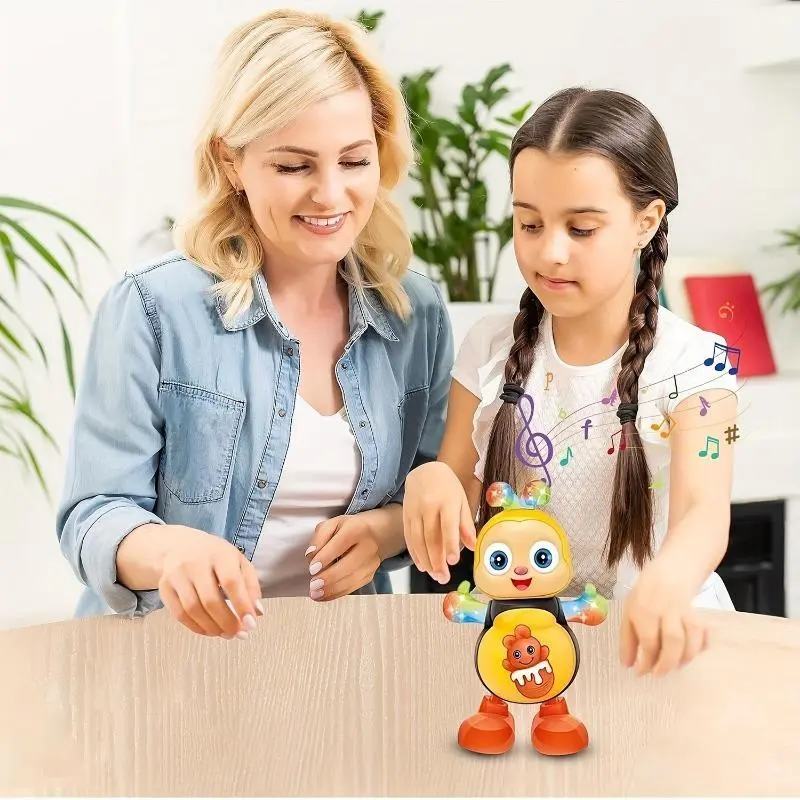Interactive Bee Toy with Lights & Music - Educational Musical Dancing Bee for Youngsters, Yellow with Black Stripes, Battery-Free Operation, Interactive Music Toy|Colorful Youngsters' Toy|Safe for Youngsters, Fun Toys 6