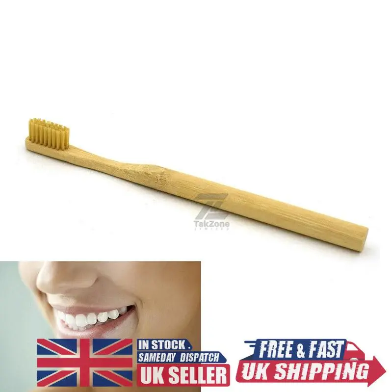 [UK SELLER] Eco-Friendly Bamboo Toothbrush with Round Handle - Soft Nylon Bristles for Adults - Sustainable, Reusable, and Brown - Upgrade Your Oral Care Routine - [FREE FAST UK SHIPPING]