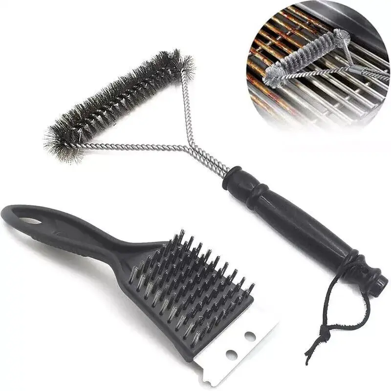 2x Stainless Stee Barbecue BBQ Wire Cleaning Brush & Scraper Grill Oven Cleaner