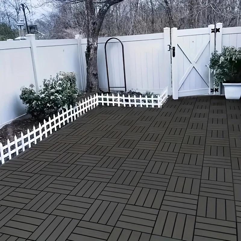 Plastic Interlocking Deck Tiles, 27 Pack, 11.8"x11.8" Waterproof Flooring Tiles for Indoor and Outdoor, Dark Grey ,Patio Floor Decking Tiles for Porch Poolside Balcony Backyard, BRANDED 7