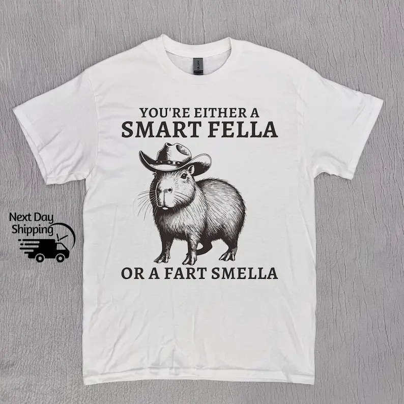 Retro Smart Fella Capybara 90s Shirt, Funny Capybara Vintage T-shirt, Vintage 90s Shirt, Washed Shirt, Vintage Distressed Shirt, Funny Gift 1