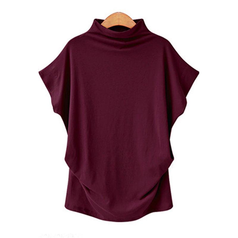 Product Introduction of 5XL Women Summer T-Shirt Short Batwing Sleeve Loose Solid Gray Turtleneck Tee Shirt 2025 New T-Shirts Femme Tees Tops 28