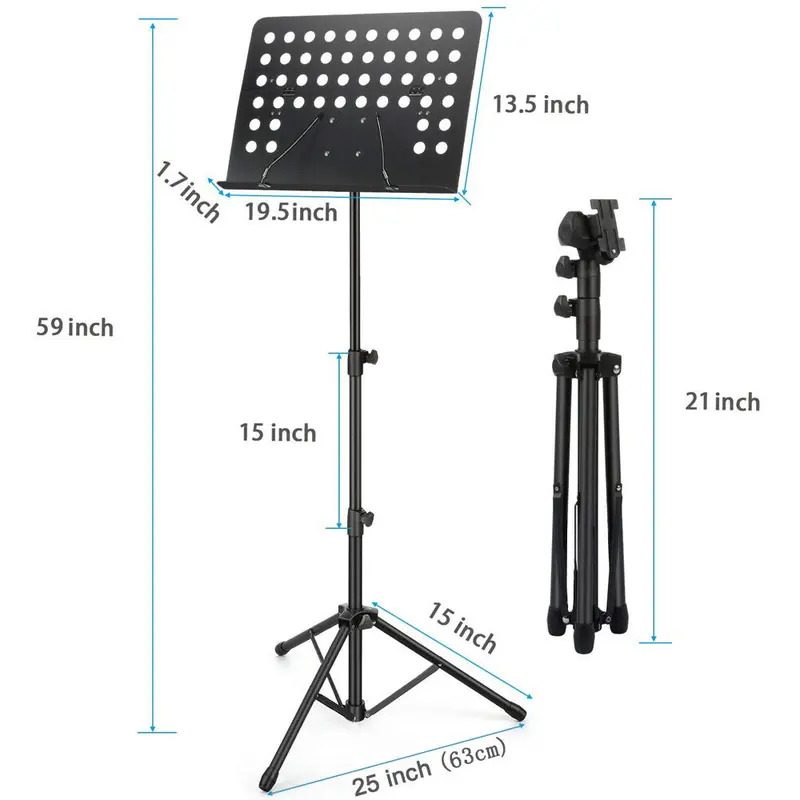 Heavy Duty Orchestral Music Stand Folding Adjustable Sheet Stand Tripod Base UK 2