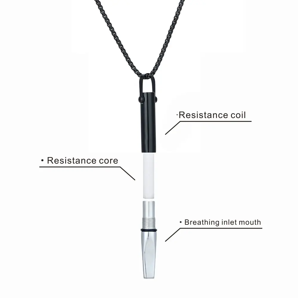 Upgraded Breathing Resistance Whistle Necklace Round Tube Built-in Cotton Core Assisted Yoga Meditation Decompression Mindfullness  Jewelry Titanium Steel Pendant Charm Necklace 2025 New UK Fast Delivery Gifts for Men Women Unisex