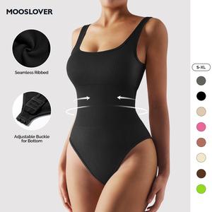 Mooslover Women's Bodysuits Sexy Ribbed Sleeveless Square Sleeveless Neck Tank Tops Bodysuit